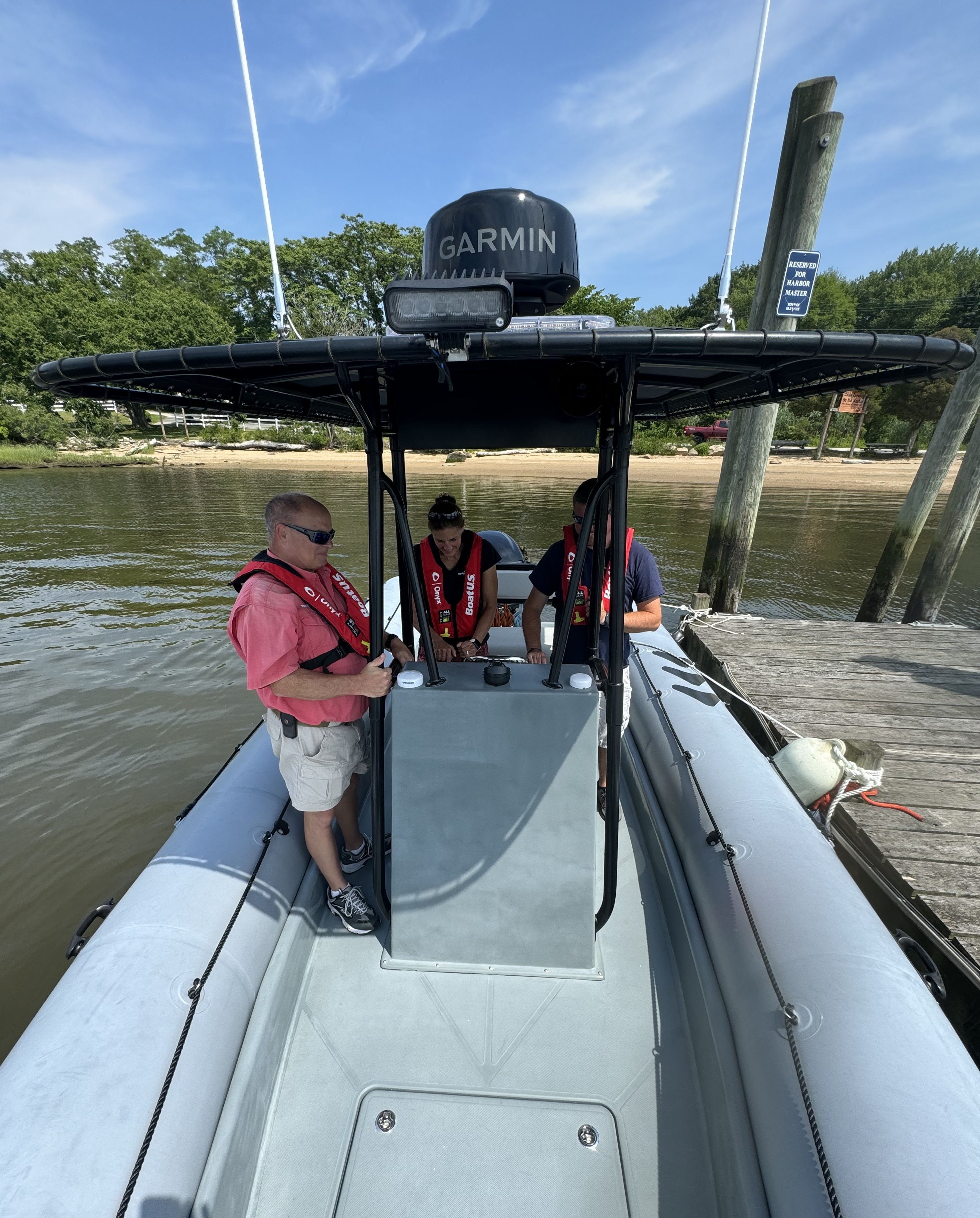 The hands-on courses are taught aboard 24-foot single engine powerboats.